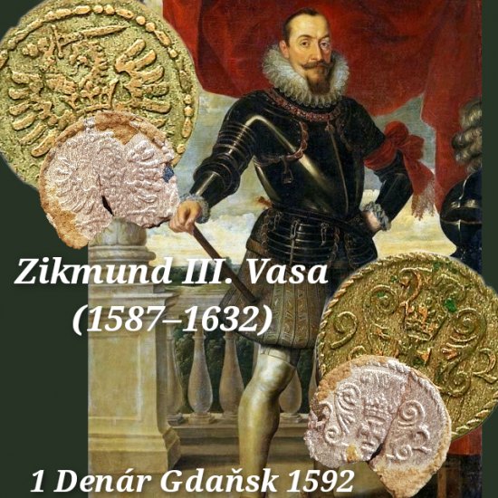 Sedmá  Denár Zikmund III.Vasa, Gdaňsk.
