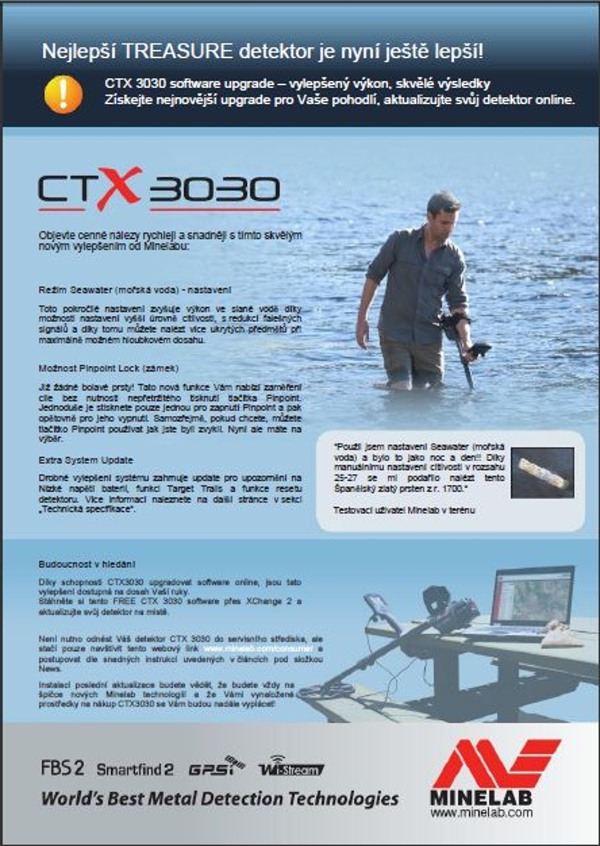 Brožura pro upgrade nového detektoru kovů CTX 3030