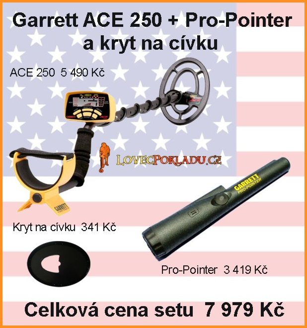 Garrett Ace 250 plus Pro-Pointer a kryt na cívku