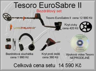 Detektor kovů Tesoro EuroSabre II - bezdrátový set