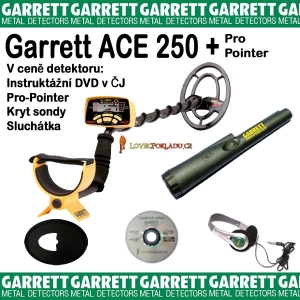Garrett Ace 250 plus Pro-Pointer II a kryt na cívku