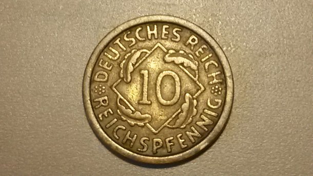 Německá mince (1925) 10 pfennig