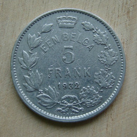 Belgie 5 frank 1932