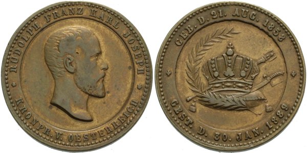 Medaile arcivévoda Rudolf 1858-1889