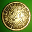 Výmarský zlatý klas 50 Rentenpfennig 1924 G