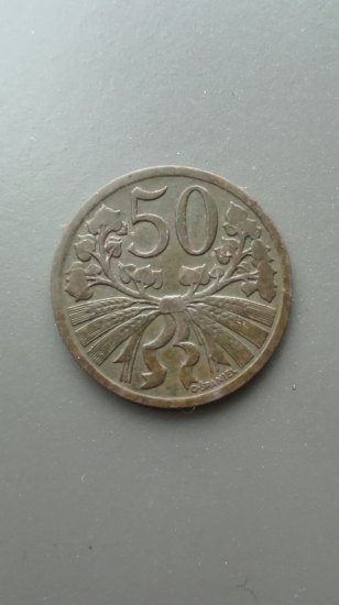 50 haléřů 1924 + foto autora prof. Španiela