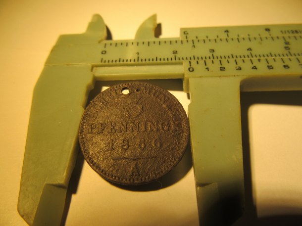 3Pfenninge 1866 s dírkou na přívěšek z mince,  Wilhelm I Pruský  ,ražba 1861 --1871,