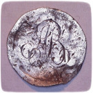 Zajímavé stříbro s vyrytým monogramem •AB• a otiskem mince