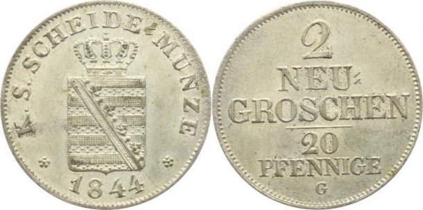 2 Neugroschen / 20 Pfennige (1844) - Friedrich August II.