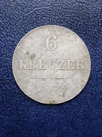 6 krejcar 1849 mincovna Praha