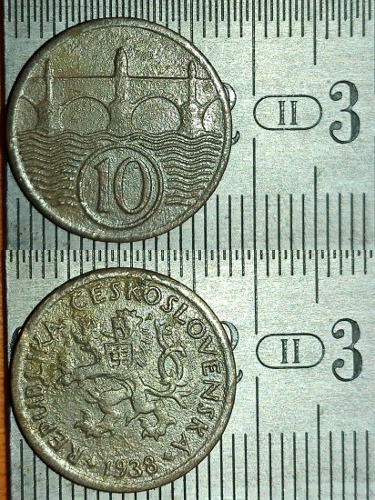 Mince ČSR 10 haléřů 1938