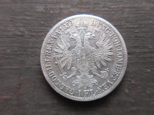 1 Florin- Gulden-Zlatnik FJ I 1859 ,posv. stř. lesní II