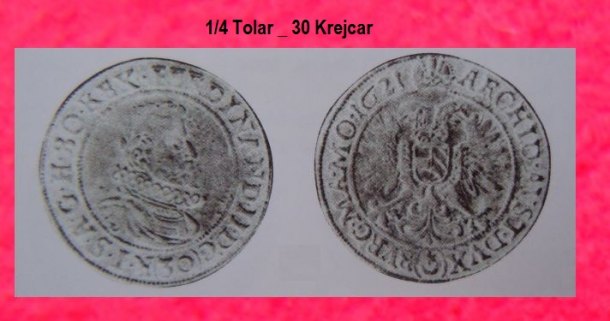 Mincovní závaží pro ¼ Tolaru z let 1621 - 1623