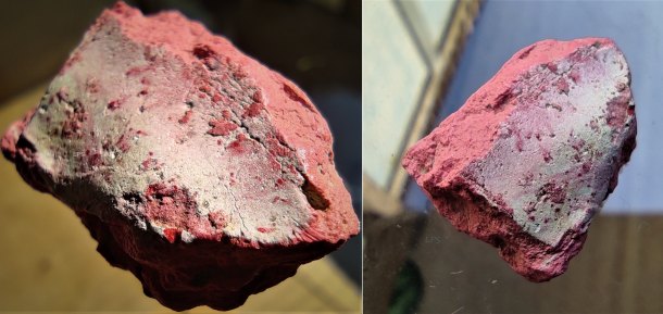 Střep z růžového keramického těsta