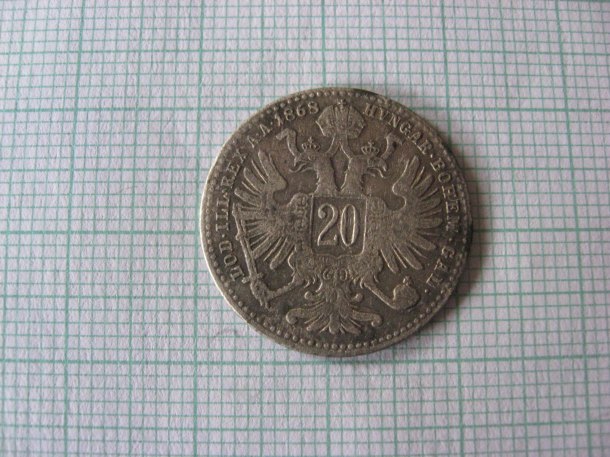 20 Kreuzer 1868, můj druhý stříbrňáček