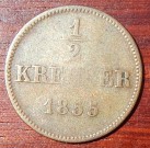 1/2 Krejcar 1855 Maxmilián II.Bavorský,Joseph