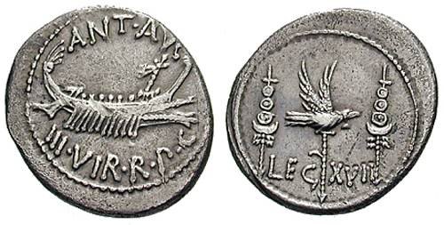 Marcus Antonius (83 př. n. l.) – Legionarsky Denar
