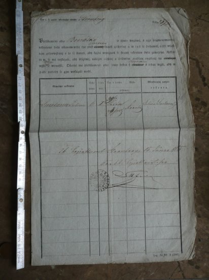 Povolávací rozkaz pro rekruta z roku1864.