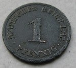 1 Pfennig 1913 Vilém II Pruský