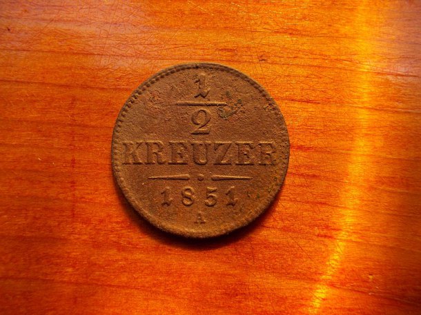 1/2 Kreuzer (Půlkrejcar) 1851