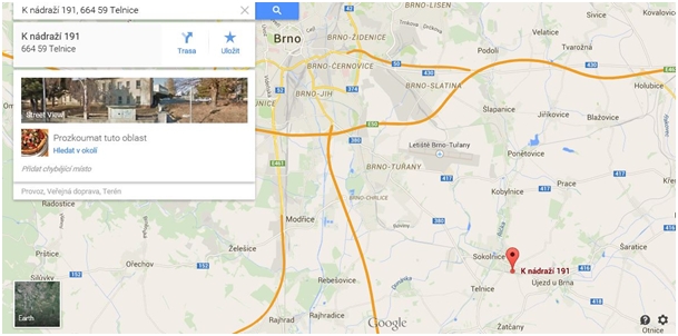 Pobočka Brno - mapa