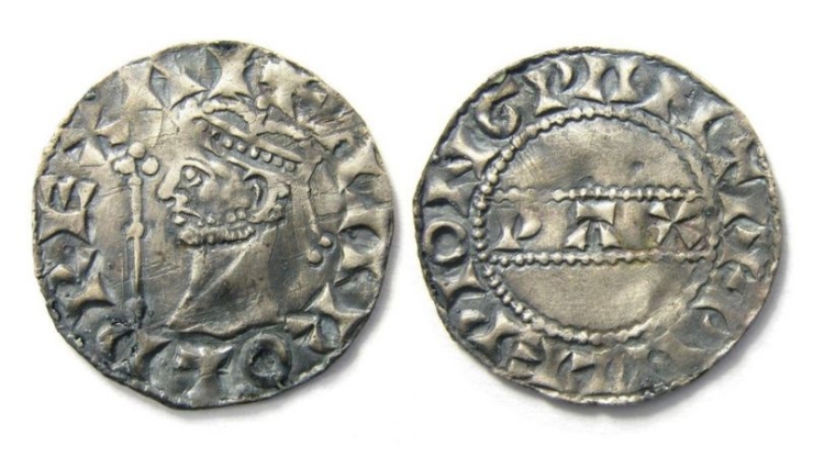 Stříbrná peny Harolda II z roku 1066