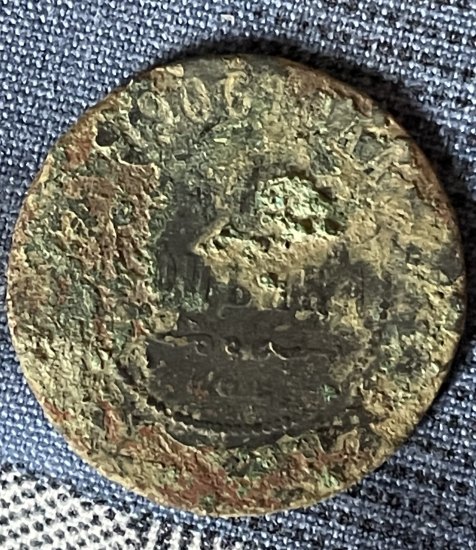 Dobrý den, mohli by jste mi poradit co by to mohlo být za minci. Je to z roku 1906 a našel jsem to v České republice.